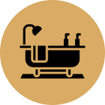 Bathroom symbol on circular background